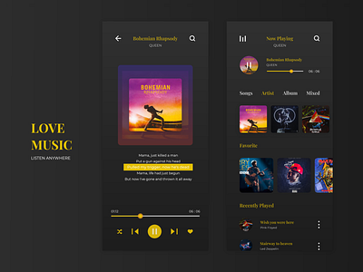 Music Player dark dark app music music album music player songs ui