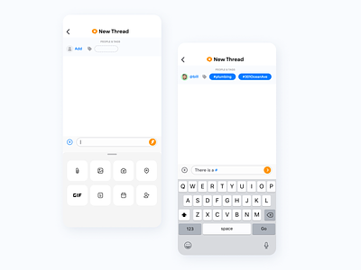 Chat 💬 app chat chips clean compose flat hashtag layout message new new message tags thread ui ux