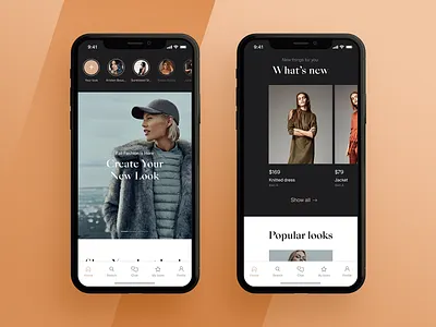 Fashion app design app cards clean dark design fashion flat graphic design list main page mobile swiss ui ux vibrant