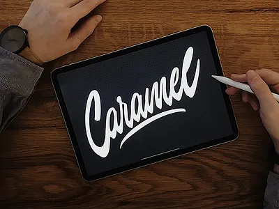 Caramel - Logo Sketch branding calligraphy clothing design fashion font free hand lettering identity lettering logo logotype mark packaging script sketches streetwear type typo typography