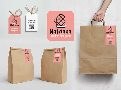 Natriana - Gluten Free Pastry Shop bakery branding flat logo pastry sticker vector