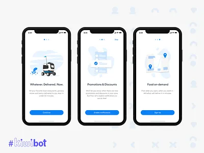 Kiwibot - Onboarding screens food app food delivery kiwibot onboard onboarding flow permissions
