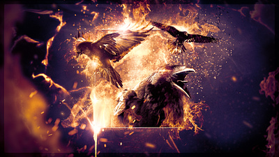 Ravens from Hell crows design energy explosion fire hell lava orange purple ravens red sparks