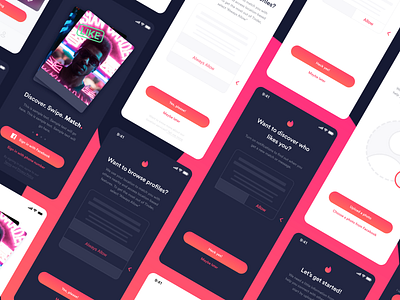 Tinder Onboarding Concept Flow (with Dark Mode) accessibility dark mode design ios jared christman mobile tinder ui ui design ux visual design