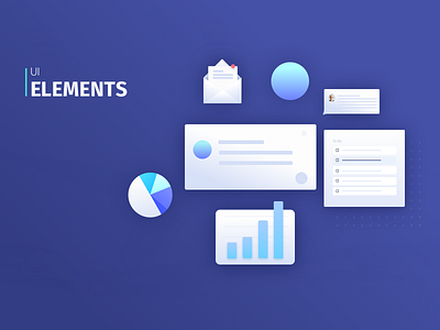UI Elements blue blue and white card elements gradient graphs illustration interface design popup report shape ui