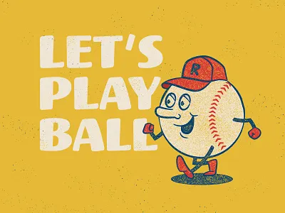 Let's Play Ball 20 minute sketch baseball baseball cap baseball hat cartoon cartoon character classic classic cartoon distressed illustration retro retrosupplyco texture true grit vector vintage