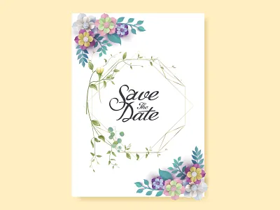 Save The Date branding card design flat illustration logo vector