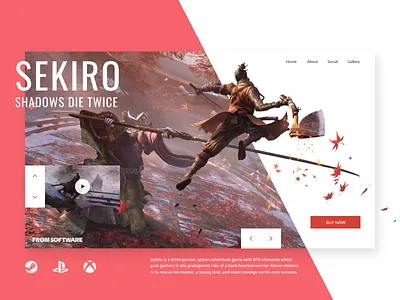 Concept Sekiro: Shadows Die Twice colors concept design games landing pc playstation ps4 sekiro ui ux xbox