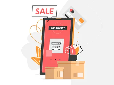 Online shopping credit card design illustration landing landing page online orange orange juice page red sale shopping simple web website