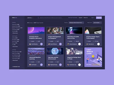Catalog of Online Courses courses dashboard design digital edu education learn linda platform