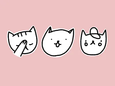 Cats stickers black black and white cat cat drawing cat illustration cat kitten cats character cute design drawing facepalm illustration love meaw pink print stickers telegram telegram stickers