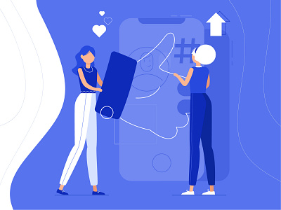 Social media blue charachter design drawing illustration landing landing page line media page simple social web website
