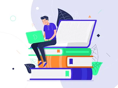 Online education book character design drawing education illustration knowledge landing landing page laptop learning line notebook online page plant school simple web website