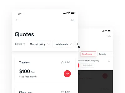 Jerry App - Quotes Filtering android app application clean design filters flat interface ios list material mobile price quotes react responsive tags ui user interface ux