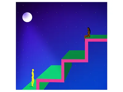 Digital illustration color darkness digital humans illustration moonlight silence stars surrealism texture