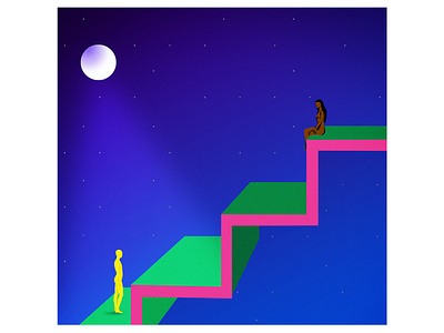 Digital illustration color darkness digital humans illustration moonlight silence stars surrealism texture