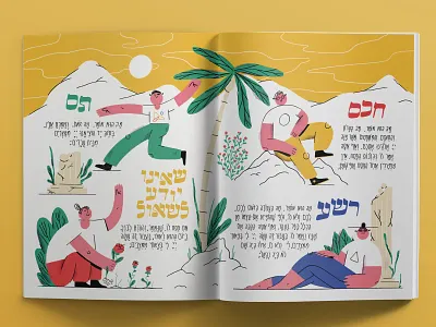 Passover - the four sons characters desert judaism kids palm passover sons