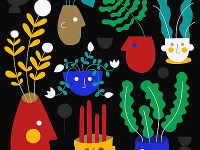 People and plants flowers illustration leaves people plant illustration plants vase