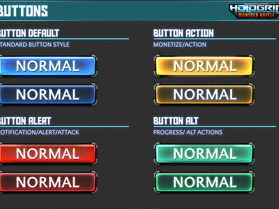 Hologrid Monster Battle Button Layout ar mobile styleguide ui ux