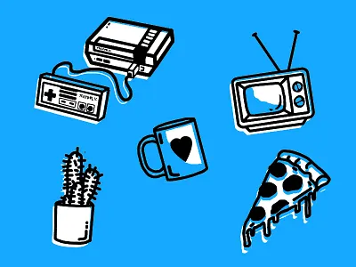 TeePublic.com Branding branding branding and identity cactus design doodles heart illustration illustration art logo mug nintendo pizza tv vector