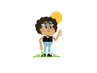 OK afro cartoon character girl illustration okay vector