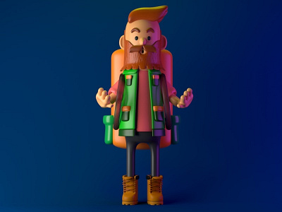 Barbas traveling 3d animation arte 3d c4d charachter design character creation color creación de personaje diseño illustration ilustración kawaii render