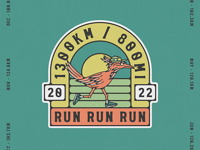 1300KM Run in 2022 athlete badge bird brand identity branding design exercise fitness illustration logo long island marathon mascot nike run runner running