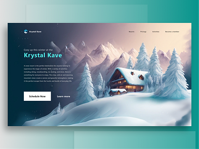 Krystal Kave Landing Page color concept design flat design landing page logo modern snow snow resort typography ui vacation winter