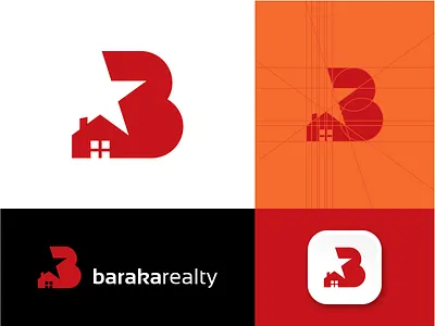 Baraka Realty brand branding clever ideas creative graphics home house icon identity inspirational idea logo logo designer logos minimal logo modern real estate realty business rent property simple monogram symbol design