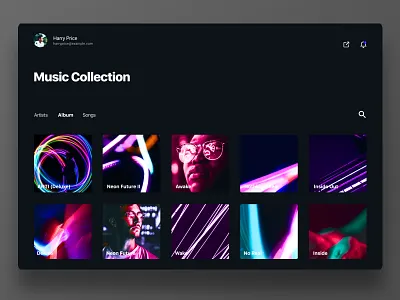 Day #22 Search album challenge dailyui dark digital music search site ui ux web webdesign website