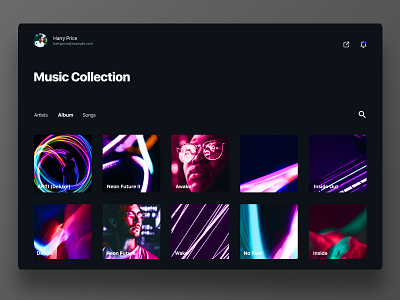 Day #22 Search album challenge dailyui dark digital music search site ui ux web webdesign website