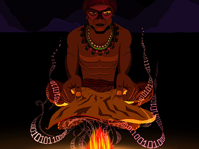 Digital Smoke Signal cartoon character design art digital illustration digital life digital painting drawing fire illustration illustrator native smoke signal wi fi