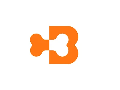 B for Bone Logo app b bone brand branding breed dog icon identity letter lettermark logo logotype monogram negativespace orange symbol type typography