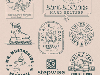 2022 ROUND-UP 2022 adventure badge brand identity branding brewery character design hike illustration logo long island mascot nature outdoor portfolio round up round-up year in review