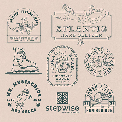 2022 ROUND-UP 2022 adventure badge brand identity branding brewery character design hike illustration logo long island mascot nature outdoor portfolio round up round up year in review
