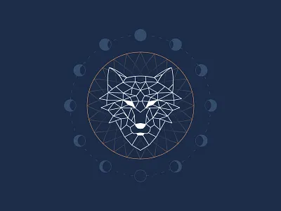 Spirit Wolf animal blue dark design illustration line lineart moon spirit spirit animal stroke vector wolf