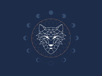 Spirit Wolf animal blue dark design illustration line lineart moon spirit spirit animal stroke vector wolf
