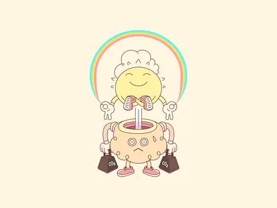 Delbar - Let go and ease your mind! character creation character design characters cloud concept development conscious consciousness ecologic economy enviroment green guru heavy light playful quirky sharing shopping sun yogi