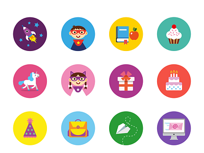 2 Cool 4 School Icon Set branding icon icondesign iconography illustration kids art kids icons power kids school school icons ui vector