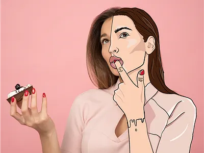 Cartoon-girl cake cartoon design girl illustration pink