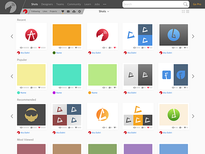 Dribbble Menu Bar & Shots Page Redesign design dribbble ui ux web design webdesign website