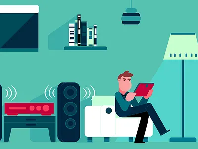 Relax 2d art activities animation animation 2d books charachter design character cozy design flat fun geometric graphic home illustration music people relax vector vinyl