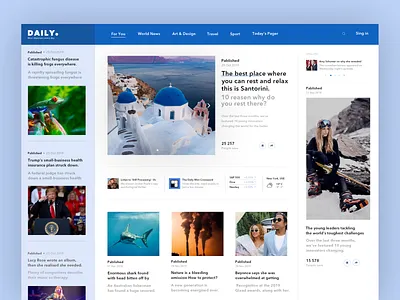 Daily News article blog coloful design ecommerce enjoy minimal music nature news popularity trave trump ui ux web website