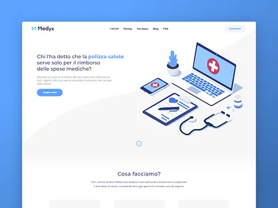 Healthcare Startup website - Medyx 2019 blue design flat healthcare heatlh illustration italia italian medyx modern simple site startup ui ux web website