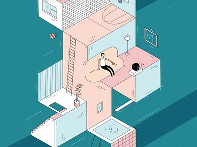 House house illustration isometric minimalism