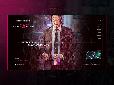 John Wick 3 - Website -Home Screen 1 chad stahelski chapter 3 halle berry home screen 1 john wick john wick 3 john wick 3 parabellum john wick movie keanu reeves lance reddick laurence fishburne movie summit entertainment thunder road pictures ui ux