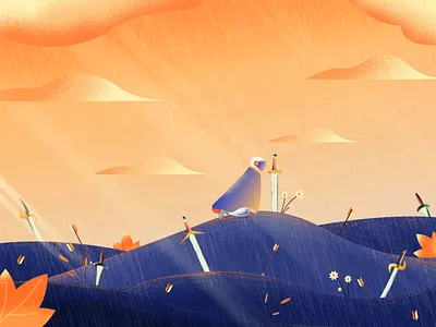 Fallenknight 2 art astronaut battle color design gradient illustration lanscape sword texture