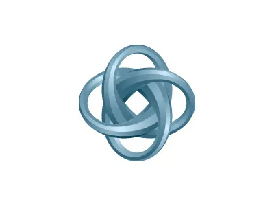 Interludicle Logo 3d blue celtic geometric glossy knot logo logomark mark mathematical metallic shiny symmetrical torus vector