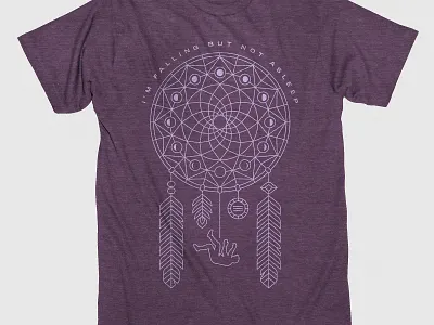 Dreamcatcher Shirt Design apparel brass rock dreamcatcher falling feathers geometric illustration line art lyrics merch monoline moon phases purple shirt design ska torso cover