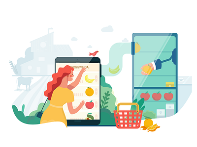 Oline the farm design illistration ui